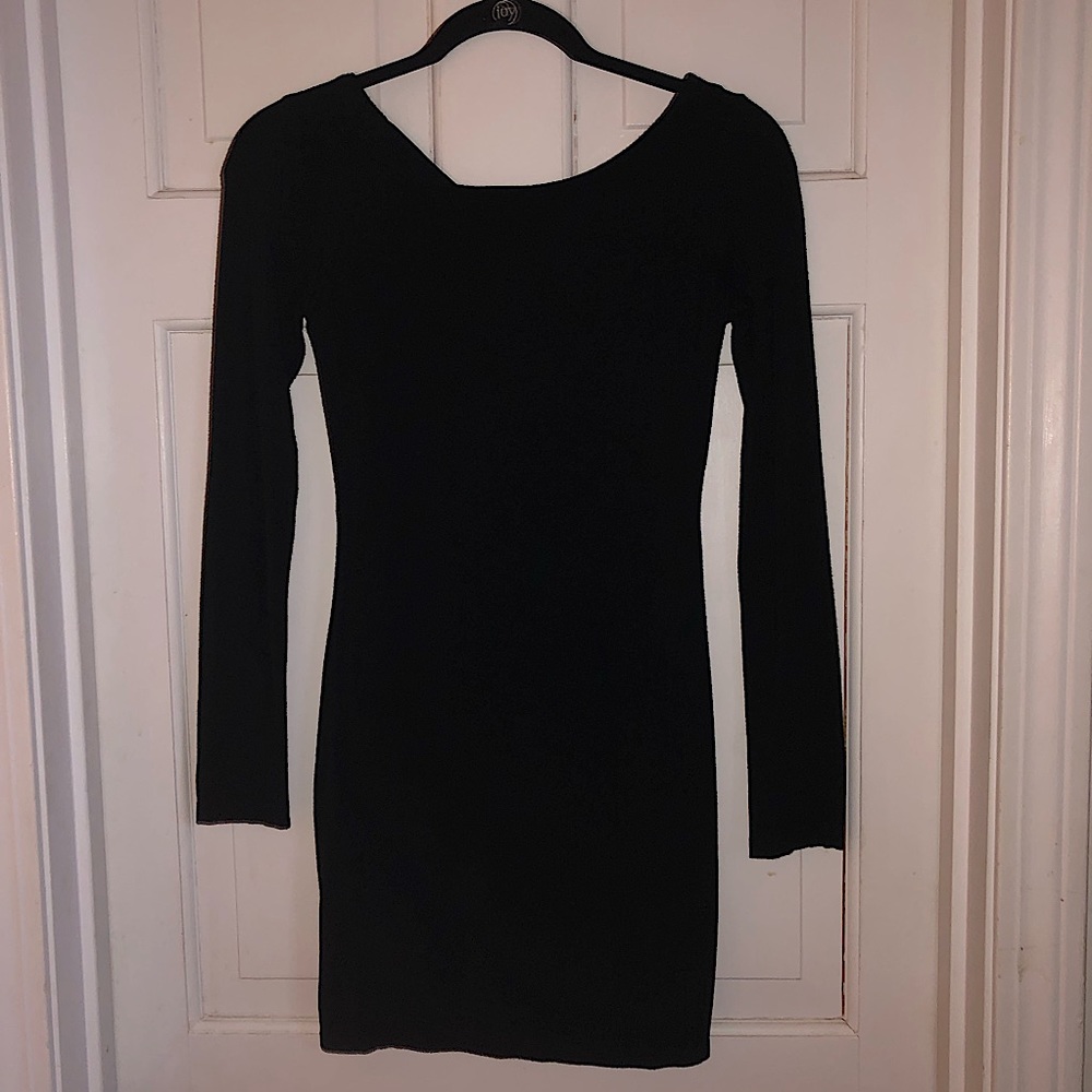 Long sleeve mini sheath dress, Sz S, open back